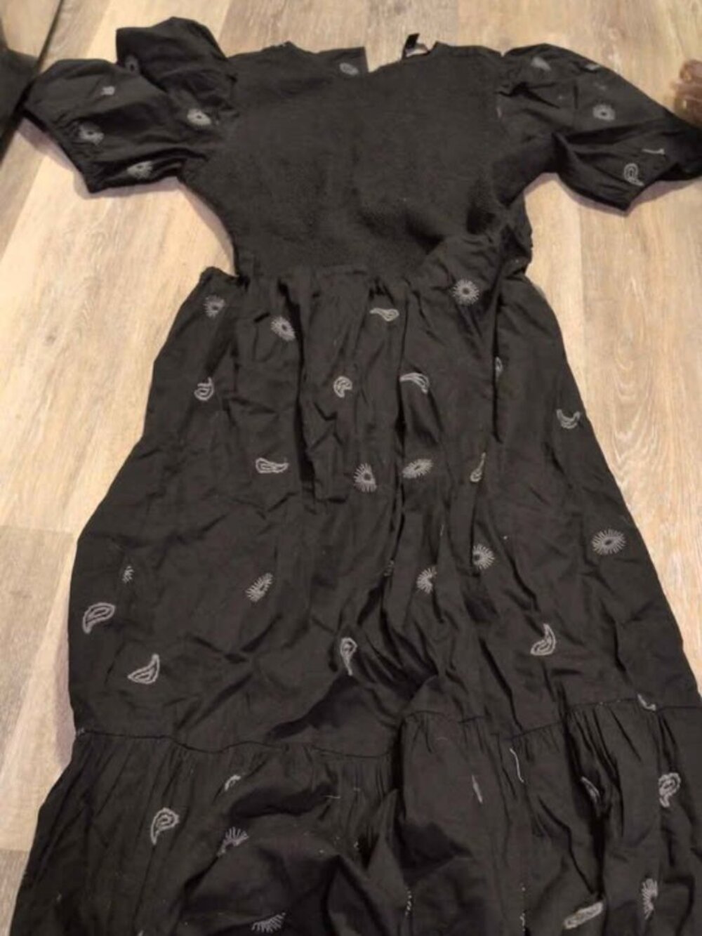 Disturbia Black Smocked Dress US12 nwot